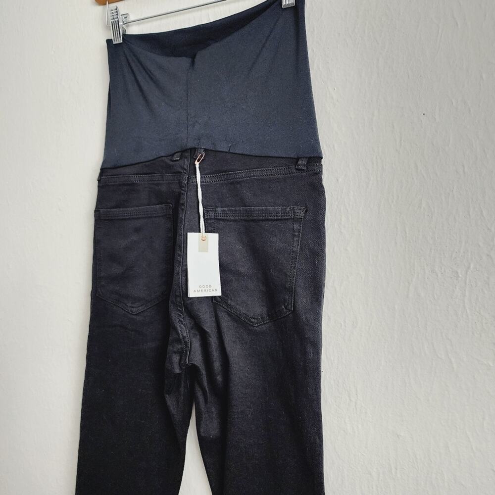 NWT Good American Home Stretch Maternity Skinny Jeans 00 24 Black Full Panel - Picture 7 of 9